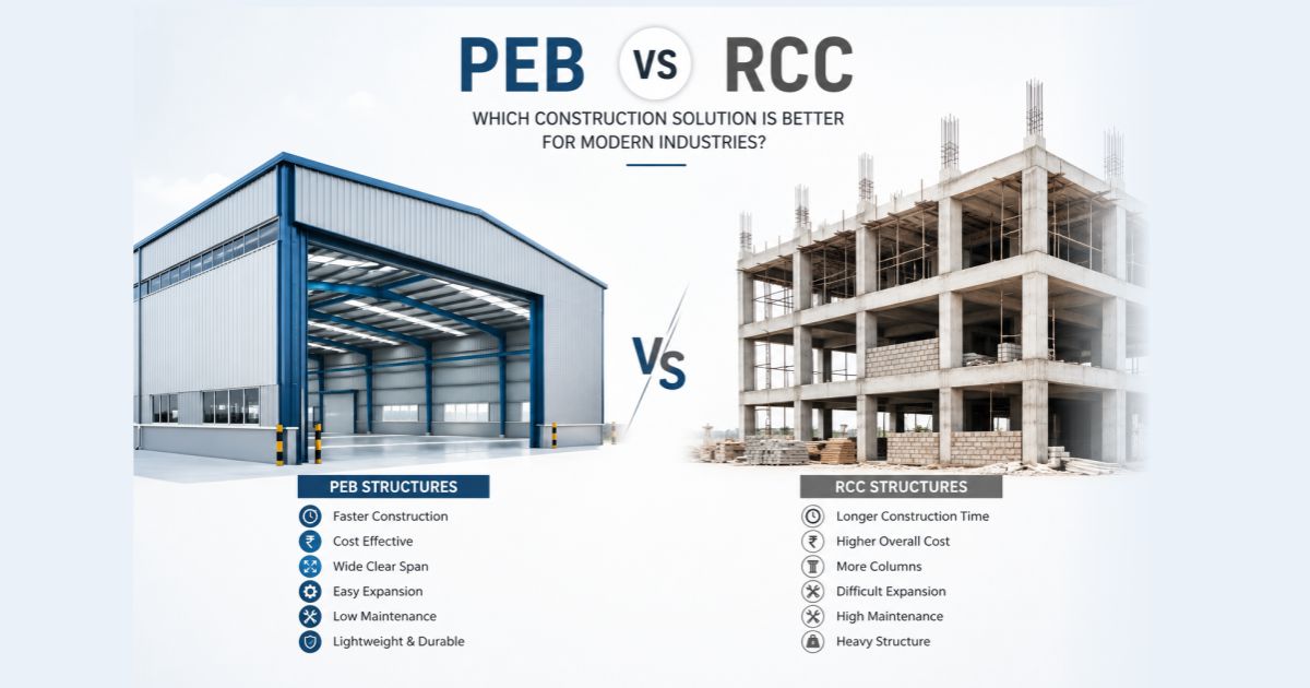 PEB vs RCC Structures: Which Construction Solution is Better for Modern Industries?